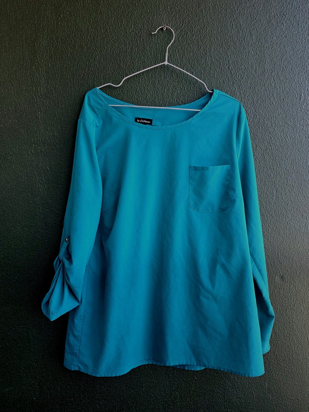 le chateau Teal Long-Sleeve Pocket Top